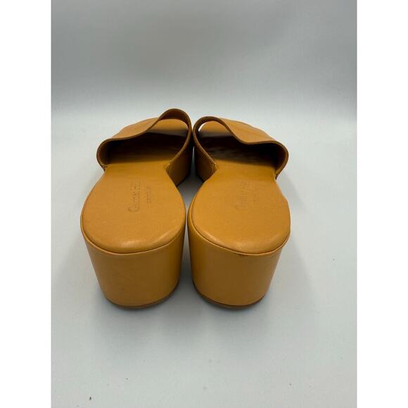 Garnet Hill Yellow Leather Wedge Sandal Made in Italy 11 - Picture 2 of 9